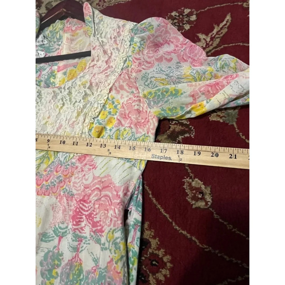 Vtg Act Saks Fifth Avenue Young Dimensions Prarie Fairycore Pastel Maxi Dress - Picture 10 of 11